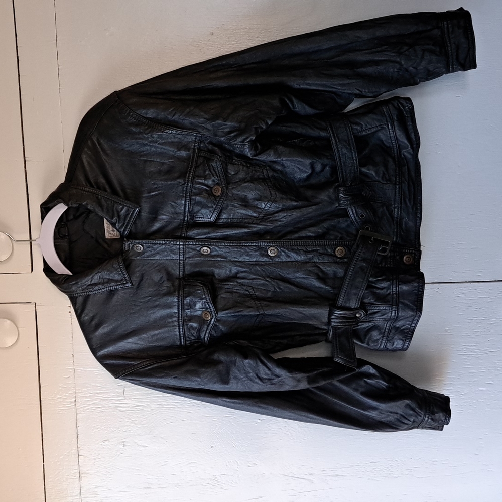 Vintage Silverleaf Black Leather Motorcycle Biker Jacket SZ S